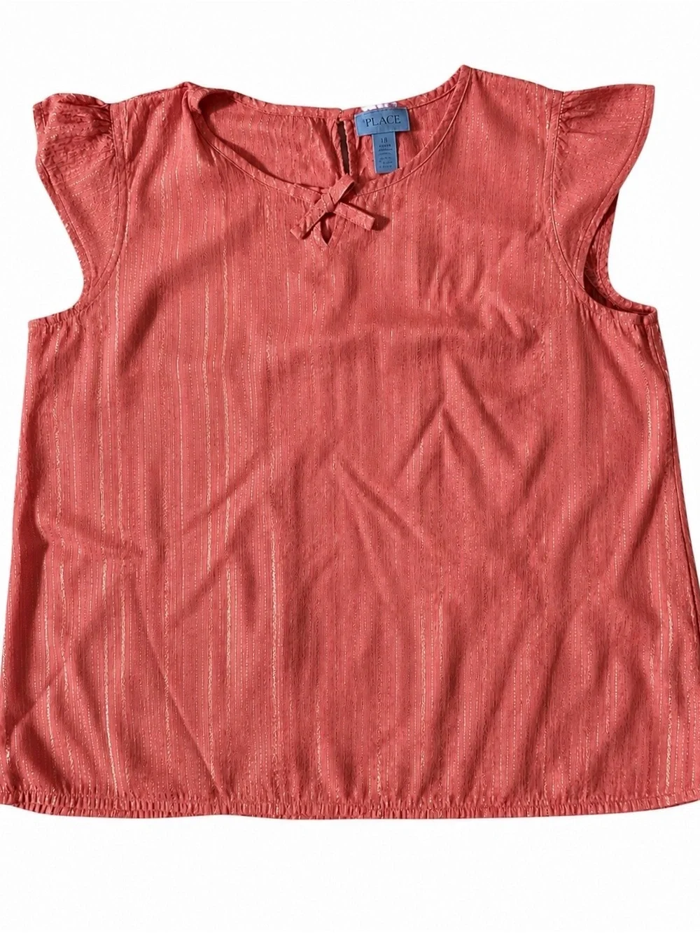 The Children’s Place Girls Coral Metallic Stripe Flutter Sleeve Blouse Top 16